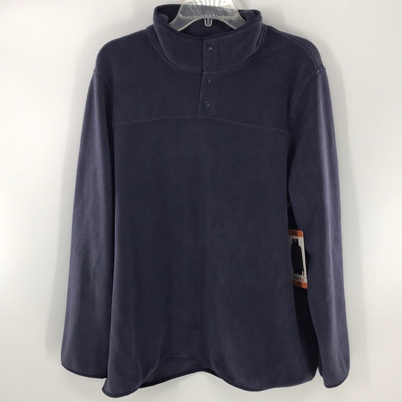 NEW 32 Degree Heat Gray Navy Sweater Size XL Snap-On Front Mock Neck Soft Fuzzy - Picture 1 of 16